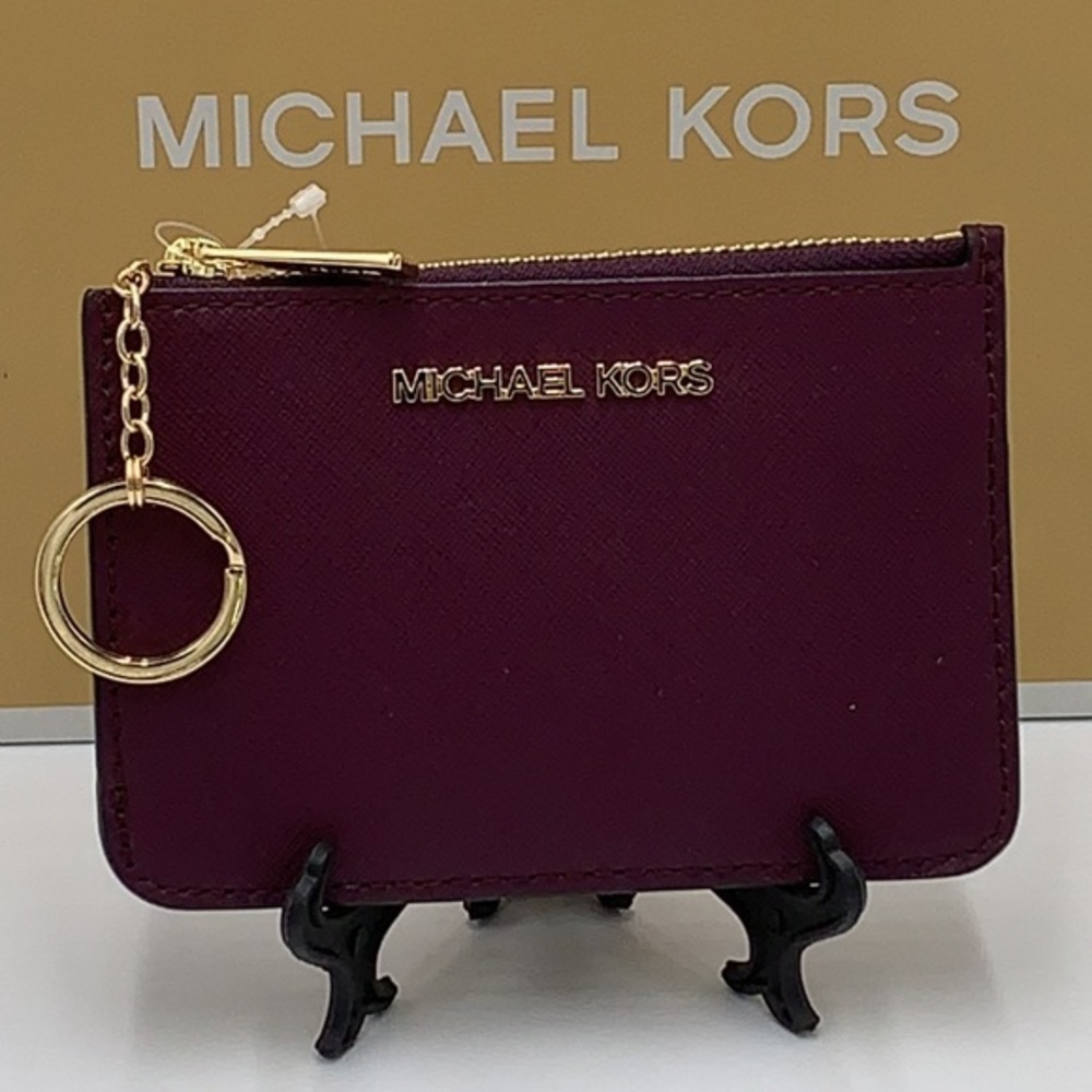 MICHAEL KORS SMALL TOP ZIP COINPOUCH WITH ID BORDEAUX COLOR - Picture 1 of 11